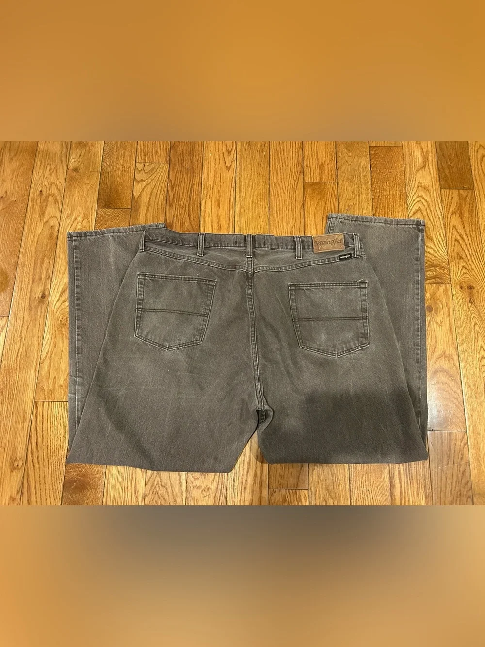Wrangler Genuine Regular Fit Jeans Mens 40x30 Brown Denim Gray Faded Work Pants